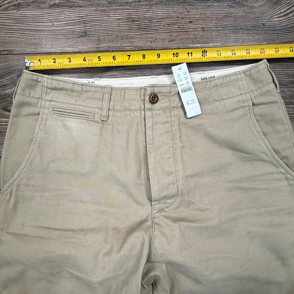 J.Crew Wallace & Barnes Mens Size 32x32 Officer Chino Pants Khaki Selvedge NWT - Picture 7 of 13